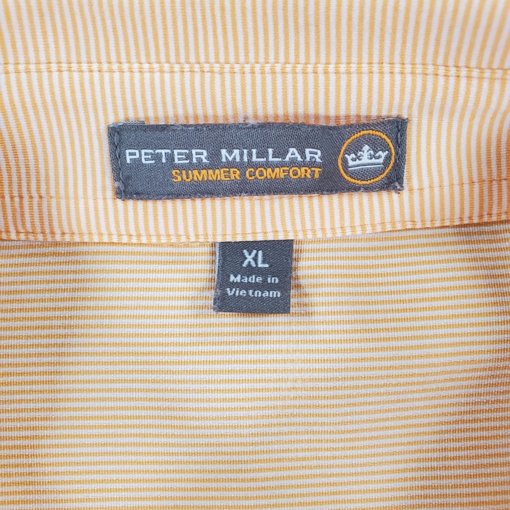 Peter Millar Polo Mens XL Summer Comfort Orange MS17EK11S Micro Stripe Stretch